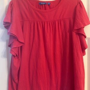 Fresh Hot Pink Flutter Sleeve Blouse